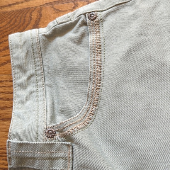 Vtg Faded Glory Stretch Khaki Denim Shorts Size 8 Light Green Khaki Vint… - Picture 6 of 9